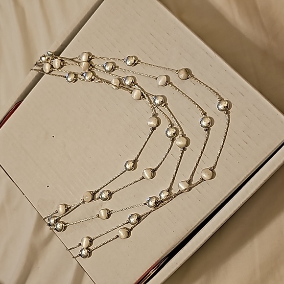 Sterling silver, 5-strand, beaded necklace - Picture 2 of 3